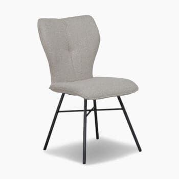 Eetkamerstoel bij Houweling Interieur. Een design eetkamerstoel uitgevoerd in grijze stof.