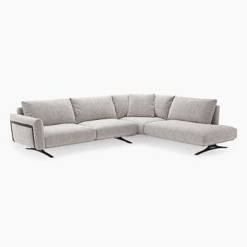 Modulaire bank van Olta bij Houweling Interieur. Het is elementenbank uitgevoerd in lichte stof.
