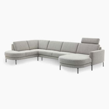 Moderne hoekbank van Topform bij Houweling Interieur. Modulaire bank in grijze stof.