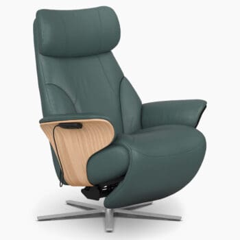 Elektrische relaxfauteuil van Stressless bij Houweling Interieur. Het is een verstelbare relaxfauteuil uitgevoerd groen leder.